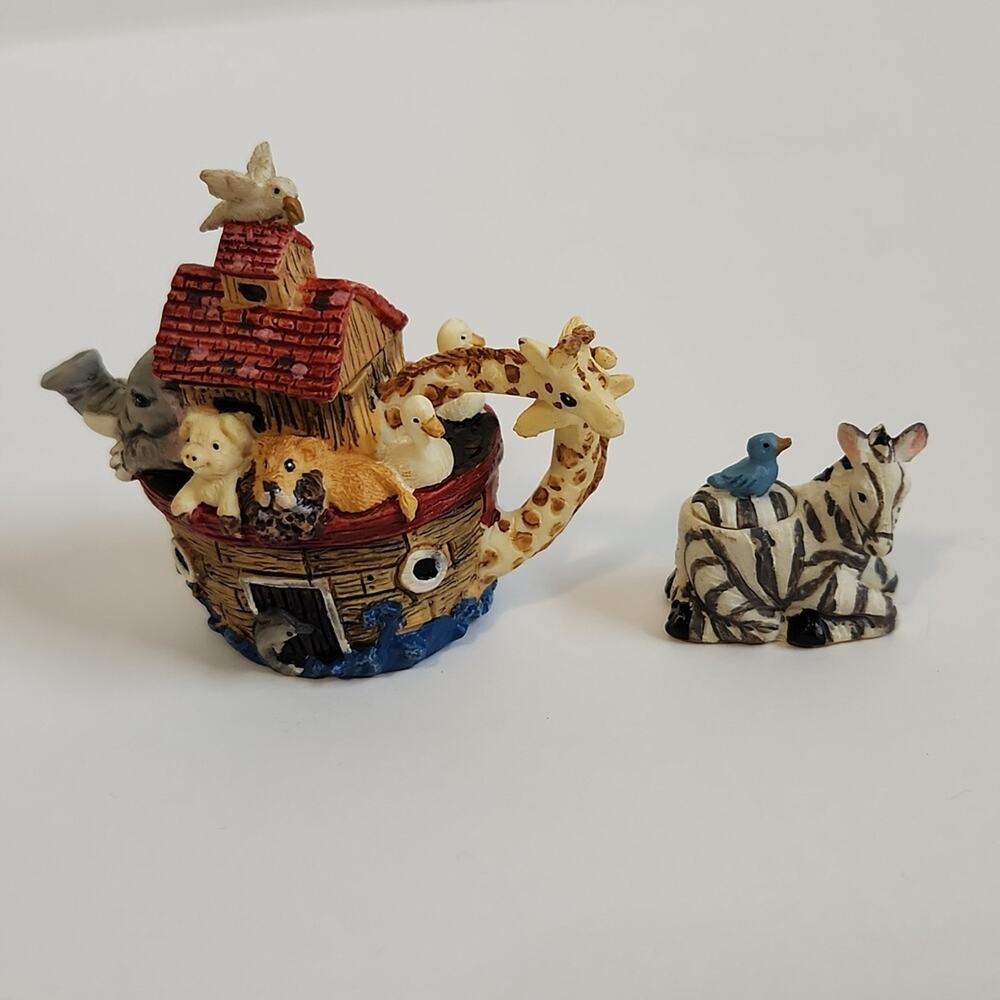 Noah's‎ Ark 10 Piece Miniature Poly Resin Tea Set Collectible Animals Toy - Picture 5 of 9